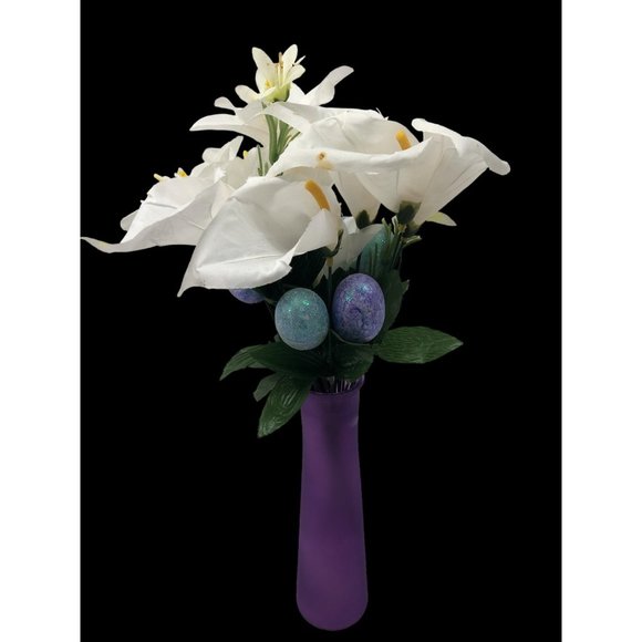 Easter Egg Flower Arrangement with Tall Purple Vase - Picture 5 of 5